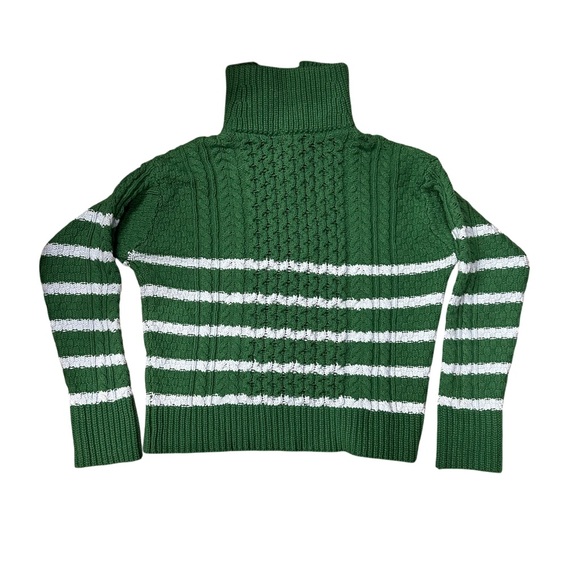 La Ligne For Target Collab Womens Medium 1/4 Zip Green & Blue Stripe Sweater - Picture 2 of 6